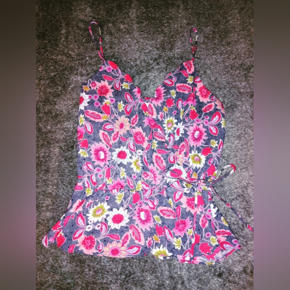 Flower Patterned Blouse Tank Top